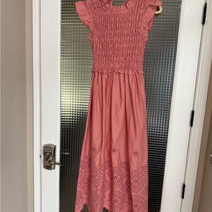 Moon River Dusty Rose Smocked Dress